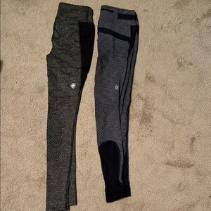 Ariat riding Leggings breeches Set lot xs heat series knee patch black grey